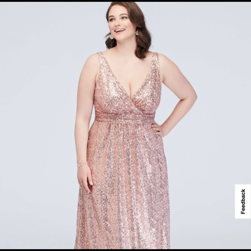 David’s Bridal Sequence Rose Gold Dress